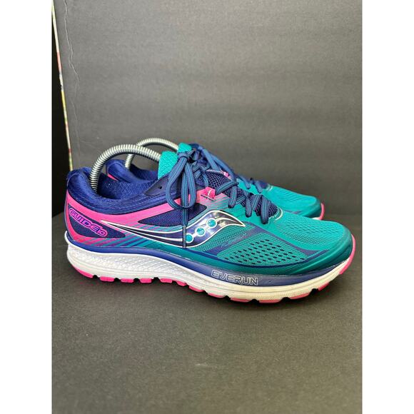 Saucony Everun Guide 10 size 10 Womens Running Shoes Sneakers Blue Pink - Picture 12 of 12